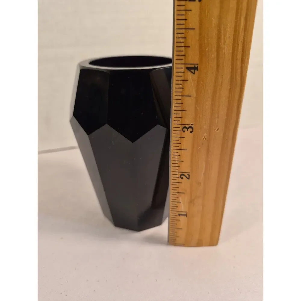 Josef Hoffmann Moser Art Deco Black Amethyst Gem Cut Glass Vase 4